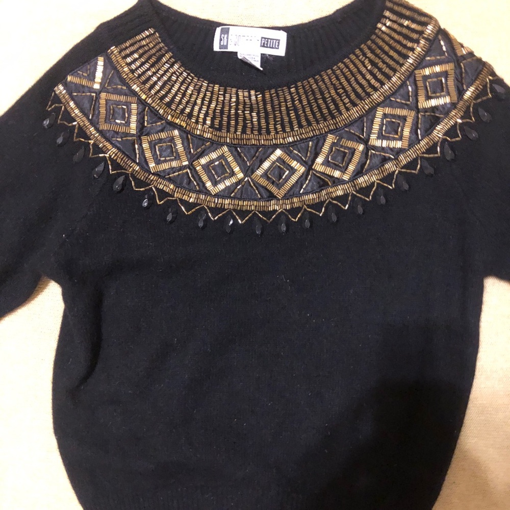 Vintage 90’s Black & Gold beaded Sweater